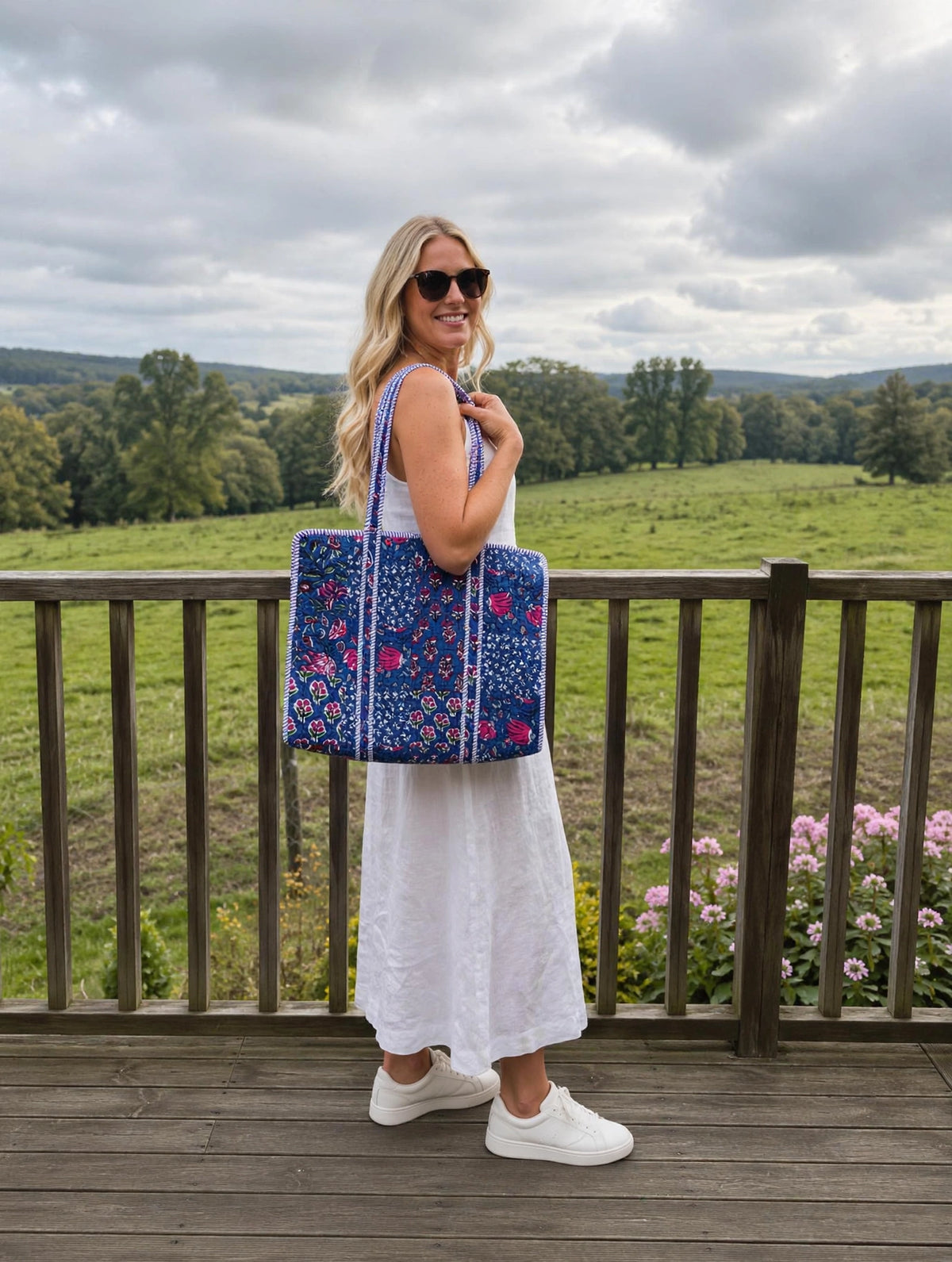 Azure Mirage Quilted Tote