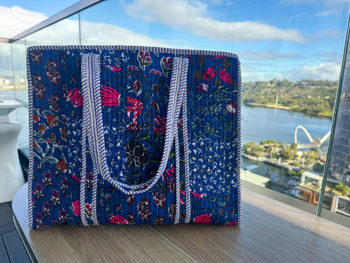 Azure Mirage Quilted Tote