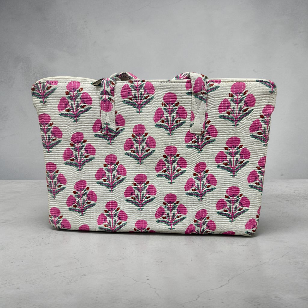 White Blockprint Laptop Case